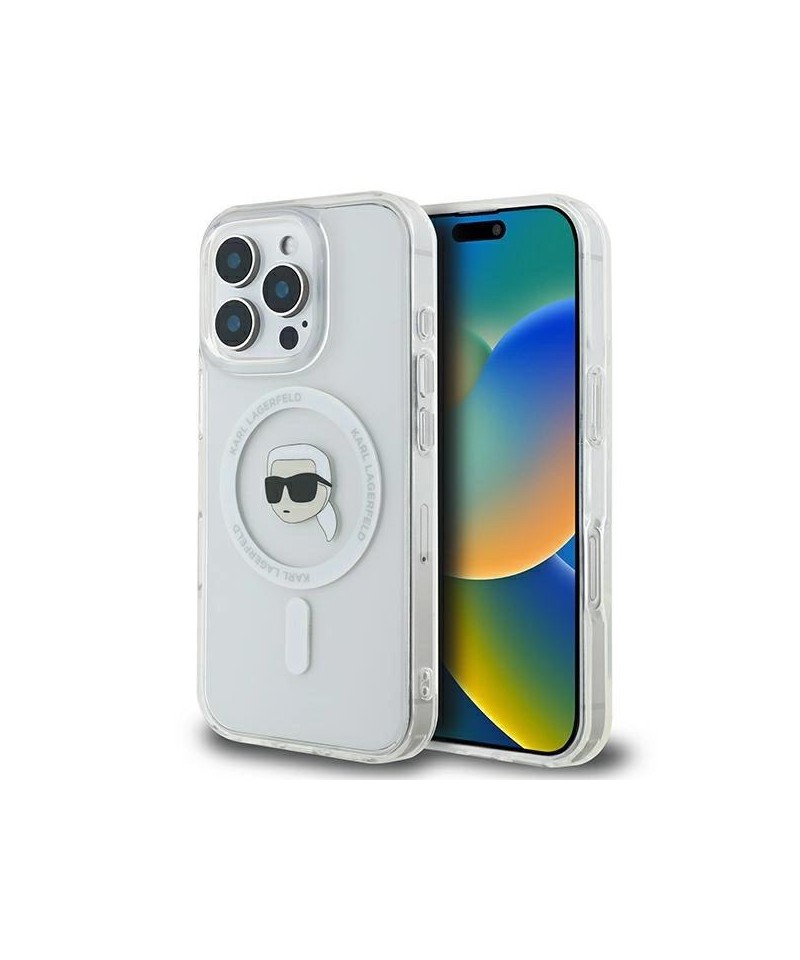 Karl Lagerfeld IML Metal Karl Head MagSafe Case for iPhone 16 Pro - White
