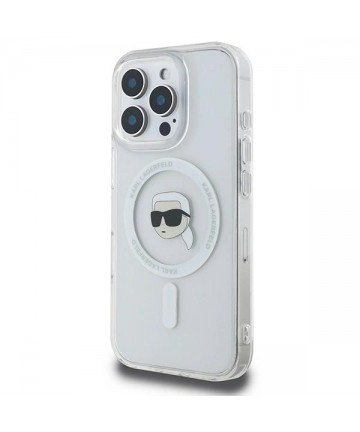 Karl Lagerfeld IML Metal Karl Head MagSafe Case for iPhone 16 Pro - White
