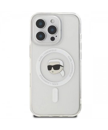 Karl Lagerfeld IML Metal Karl Head MagSafe Case for iPhone 16 Pro - White