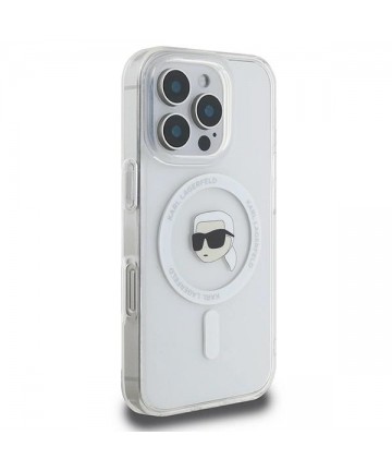 Karl Lagerfeld IML Metal Karl Head MagSafe Case for iPhone 16 Pro - White
