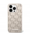 Karl Lagerfeld Leather Monogram Metal Logo MagSafe iPhone 16 Pro Case - Beige