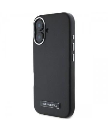 Karl Lagerfeld FW Metal Plate MagSafe iPhone 16 Plus Case - Black