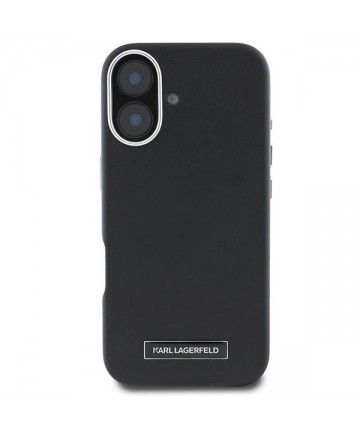 Karl Lagerfeld FW Metal Plate MagSafe iPhone 16 Plus Case - Black