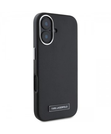 Karl Lagerfeld FW Metal Plate MagSafe iPhone 16 Plus Case - Black