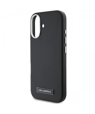 Karl Lagerfeld FW Metal Plate MagSafe iPhone 16 Plus Case - Black