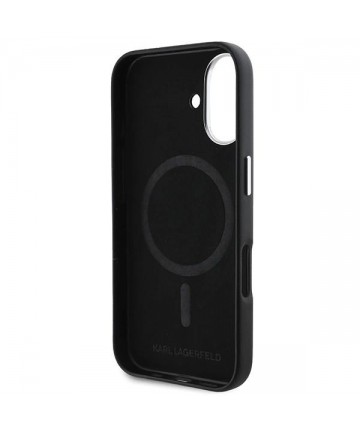 Karl Lagerfeld FW Metal Plate MagSafe iPhone 16 Plus Case - Black