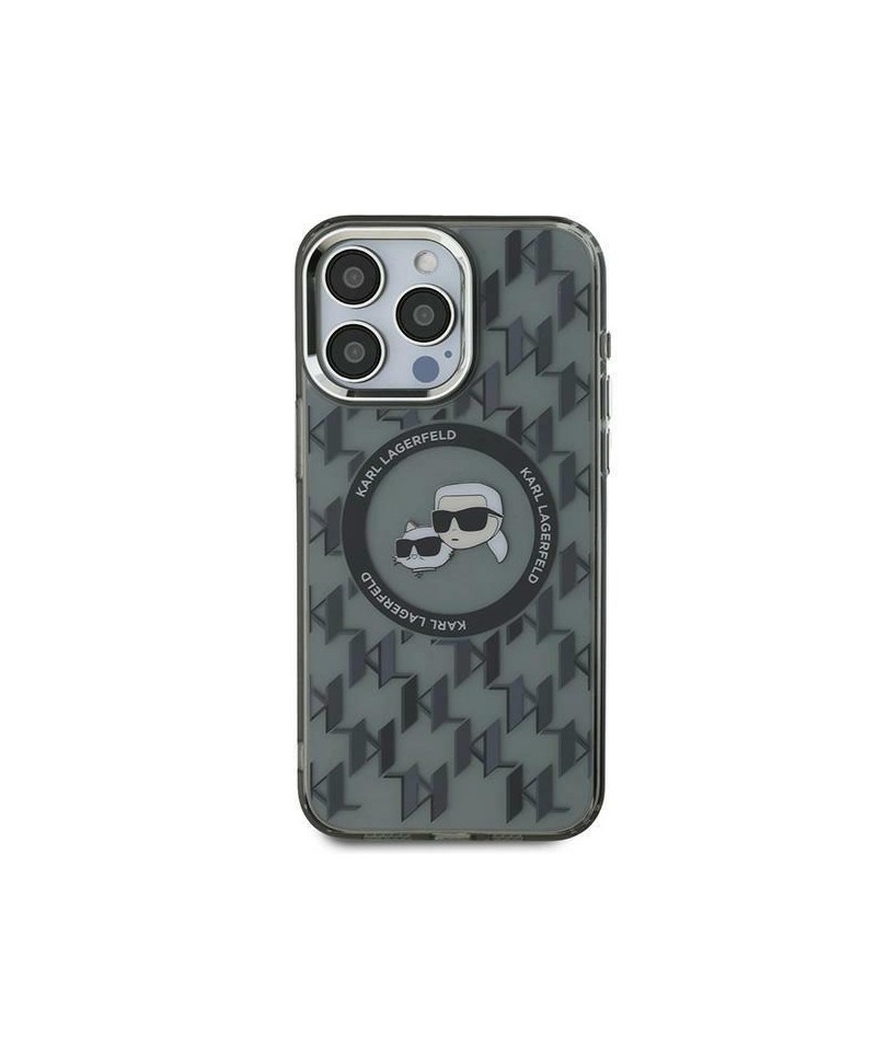 Karl Lagerfeld IML Monogram Karl & Choupette Head MagSafe iPhone 16 Case - Black