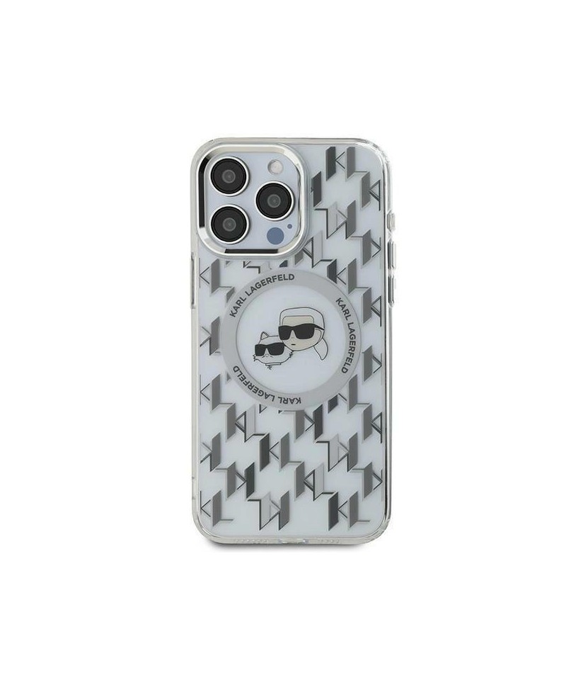Karl Lagerfeld IML Monogram Karl & Choupette Head MagSafe iPhone 16 Case - Clear
