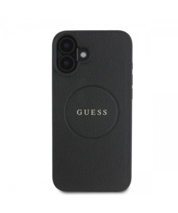 Guess Grained Gold Ring MagSafe case for iPhone 16 - black