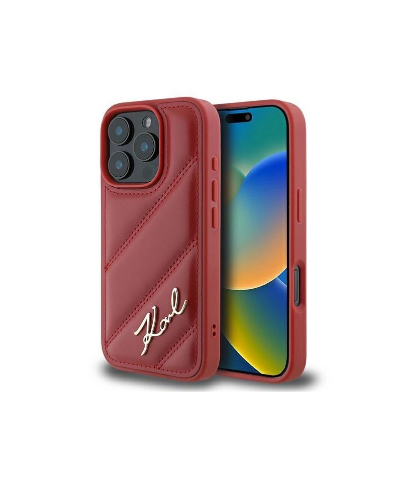 Karl Lagerfeld Quilted Signature iPhone 16 Pro Case - Red