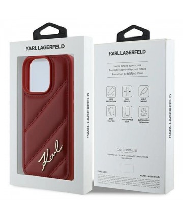 Karl Lagerfeld Quilted Signature iPhone 16 Pro Case - Red