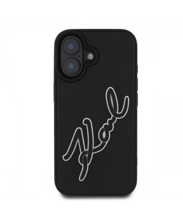 Karl Lagerfeld 3D Rubber Signature iPhone 16 Case - Black
