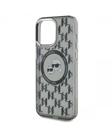 Karl Lagerfeld IML Monogram Karl & Choupette Head MagSafe iPhone 15 Pro Case - Black