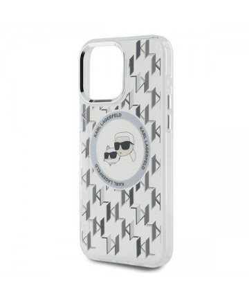 Karl Lagerfeld IML Monogram Karl & Choupette Head MagSafe iPhone 15 Pro Case - Clear