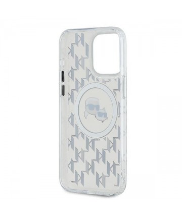 Karl Lagerfeld IML Monogram Karl & Choupette Head MagSafe iPhone 15 Pro Case - Clear