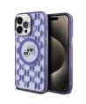 Karl Lagerfeld IML Monogram Karl & Choupette Head MagSafe iPhone 15 Pro Case - Purple