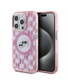 Karl Lagerfeld IML Monogram Karl & Choupette Head MagSafe Case for iPhone 15 Pro Max - Pink