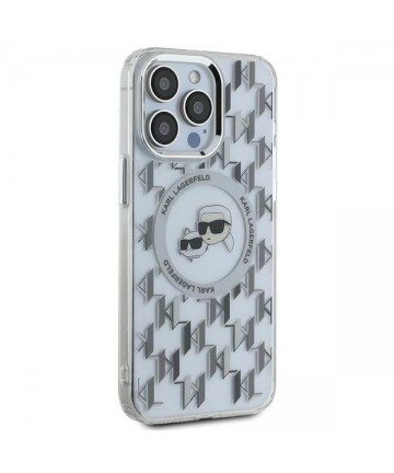 Karl Lagerfeld IML Monogram Karl & Choupette Head MagSafe Case for iPhone 15 Pro Max - Clear
