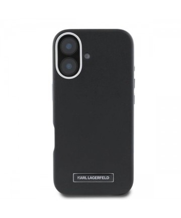Karl Lagerfeld FW Metal Plate MagSafe iPhone 16 Case - Black