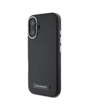 Karl Lagerfeld FW Metal Plate MagSafe iPhone 16 Case - Black