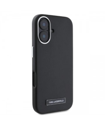 Karl Lagerfeld FW Metal Plate MagSafe iPhone 16 Case - Black