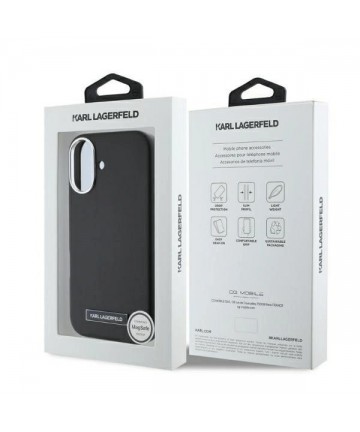 Karl Lagerfeld FW Metal Plate MagSafe iPhone 16 Case - Black