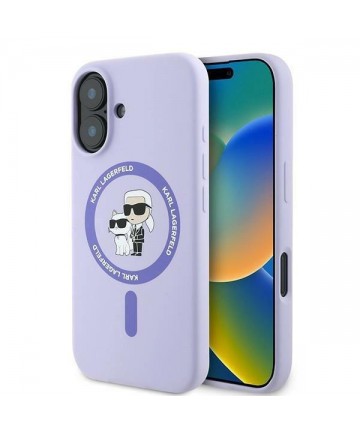 Karl Lagerfeld Silicone Karl&Choupette Ring MagSafe iPhone 16 Case - Purple