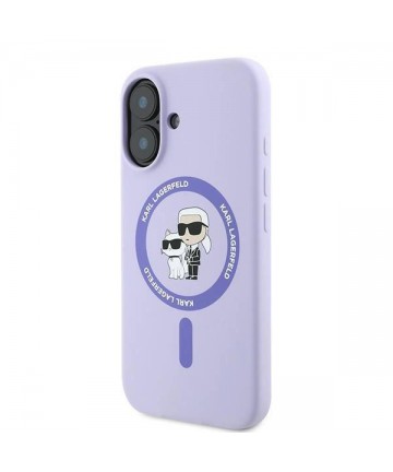 Karl Lagerfeld Silicone Karl&Choupette Ring MagSafe iPhone 16 Case - Purple