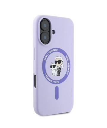 Karl Lagerfeld Silicone Karl&Choupette Ring MagSafe iPhone 16 Case - Purple