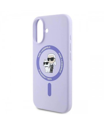 Karl Lagerfeld Silicone Karl&Choupette Ring MagSafe iPhone 16 Case - Purple