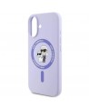 Karl Lagerfeld Silicone Karl&Choupette Ring MagSafe iPhone 16 Case - Purple