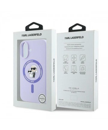 Karl Lagerfeld Silicone Karl&Choupette Ring MagSafe iPhone 16 Case - Purple