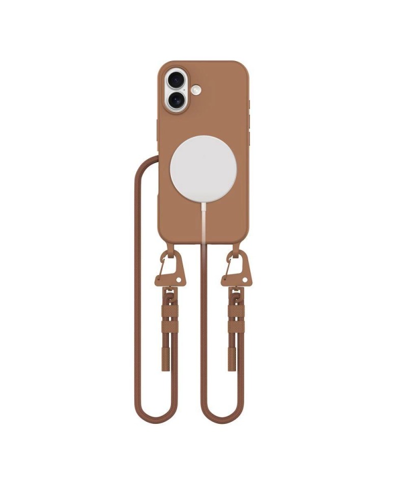 Tech-Protect MagNecklace MagSafe case with lanyard for iPhone 16 - brown