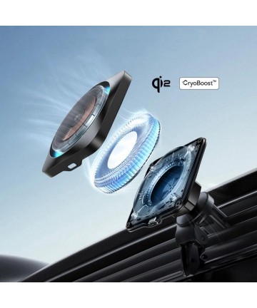ESR Halolock CryoBoost MagSafe Inductive Charger Holder for Dashboard and Air Vent with Qi 2 15W - Black