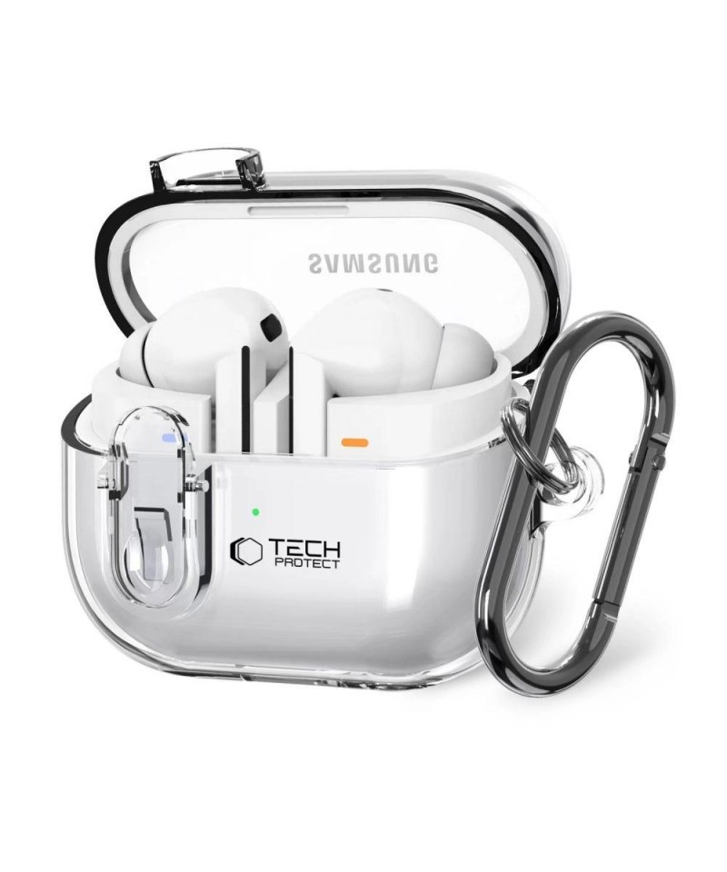 Tech-Protect FlexAir Case with Carabiner for Samsung Galaxy Buds 3 / 3 Pro - Transparent