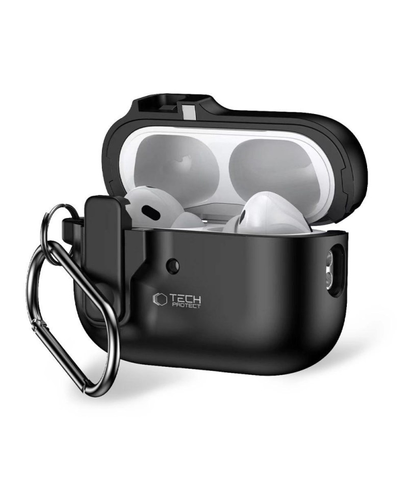 Tech-Protect Slim Hook Case with Carabiner for Apple AirPods Pro 1 / 2 - Black