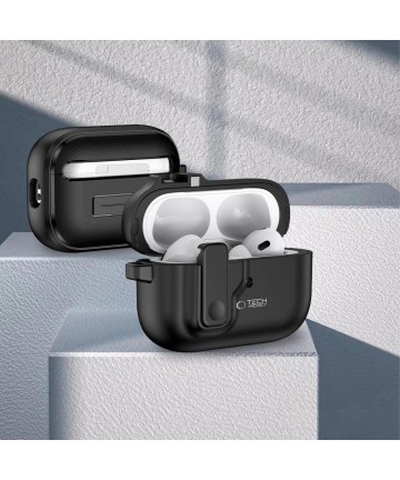 Tech-Protect Slim Hook Case with Carabiner for Apple AirPods Pro 1 / 2 - Black