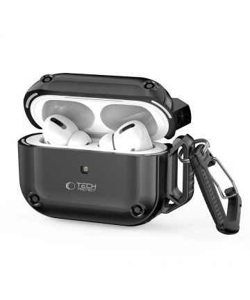 Tech-Protect Rough Hook Case with Carabiner for Apple AirPods Pro 1 / 2 - Black