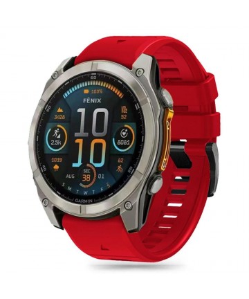 Tech-Protect Silicone Line Strap for Garmin Fenix 5X / 5X Plus / 6X / 6X Pro / 7X / 8 (51 mm) - Red