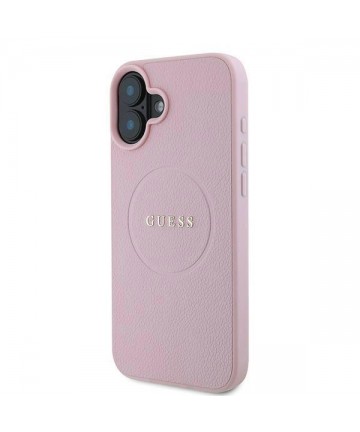 Guess Grained Gold Ring MagSafe iPhone 16 Plus Case - Pink