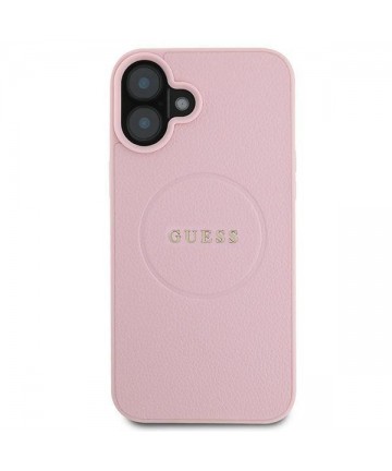 Guess Grained Gold Ring MagSafe iPhone 16 Plus Case - Pink