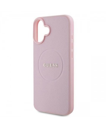 Guess Grained Gold Ring MagSafe iPhone 16 Plus Case - Pink