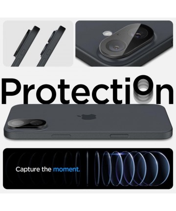 Spigen Optik GLAS.TR Camera Protector 2-PACK for iPhone 16 / 16 PLUS - Black