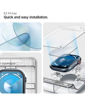 Spigen Elite Shield ”EZ FIT” Hybrid Glass 2-PACK for Apple Watch 10 (42MM) - Clear
