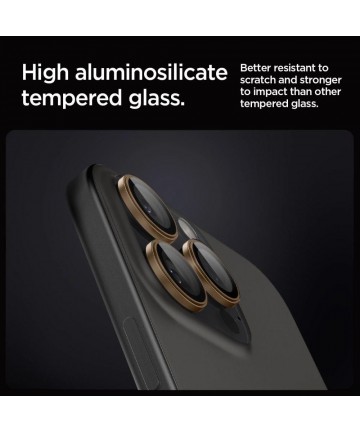 Spigen Optik Pro GLAS.TR ”EZ FIT” Camera Protector 2-PACK for iPhone 16 Pro / Pro Max - Brown