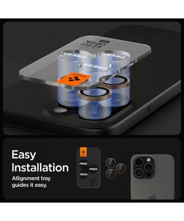 Spigen Optik Pro GLAS.TR ”EZ FIT” Camera Protector 2-PACK for iPhone 16 Pro / Pro Max - Brown