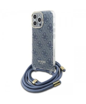 Guess Crossbody Cord 4G Print Case with Lanyard for iPhone 16 Pro - Blue