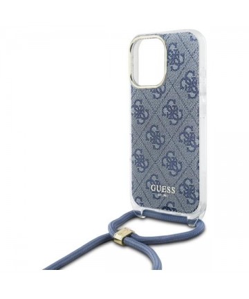 Guess Crossbody Cord 4G Print Case with Lanyard for iPhone 16 Pro - Blue