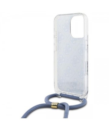 Guess Crossbody Cord 4G Print Case with Lanyard for iPhone 16 Pro - Blue