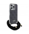 Guess Crossbody Cord 4G Print Case with Lanyard for iPhone 16 Pro - Black